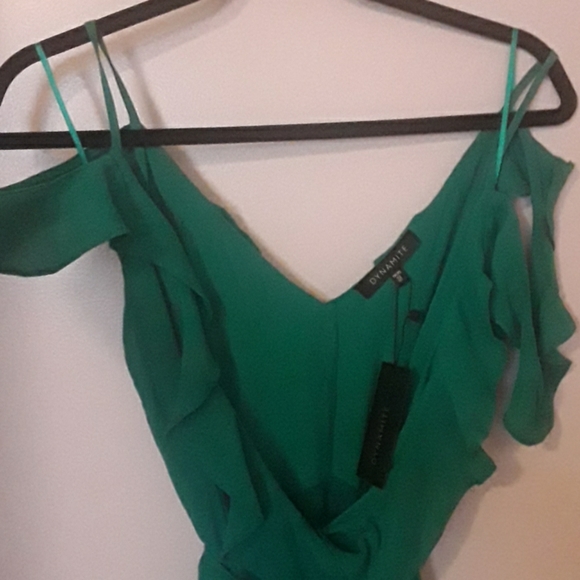 BNWT Dynamite green midi wrap dress - Picture 2 of 3